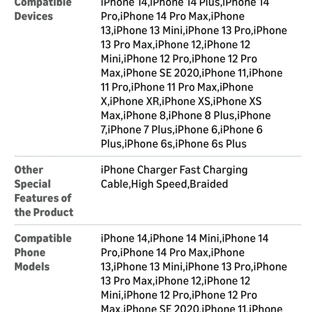 TAKAGI 6ft Silver Braided Lightning Cable 1-Pack, iPhone Charger